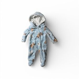 Cozy Little Beginnings Blue Teddy Bear Winter Onsie 0-3